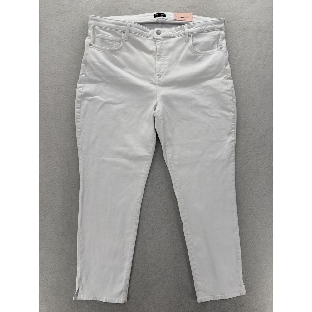 NYDJ Curves 360 Slim Straight Ankle Jeans Womens 18 White High Rise Stretch NWT